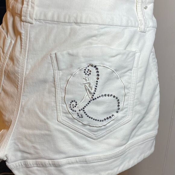 BEBE with Rhinestone Decor Back Pocket & Embroidery Shorts Size 29. - Picture 4 of 9